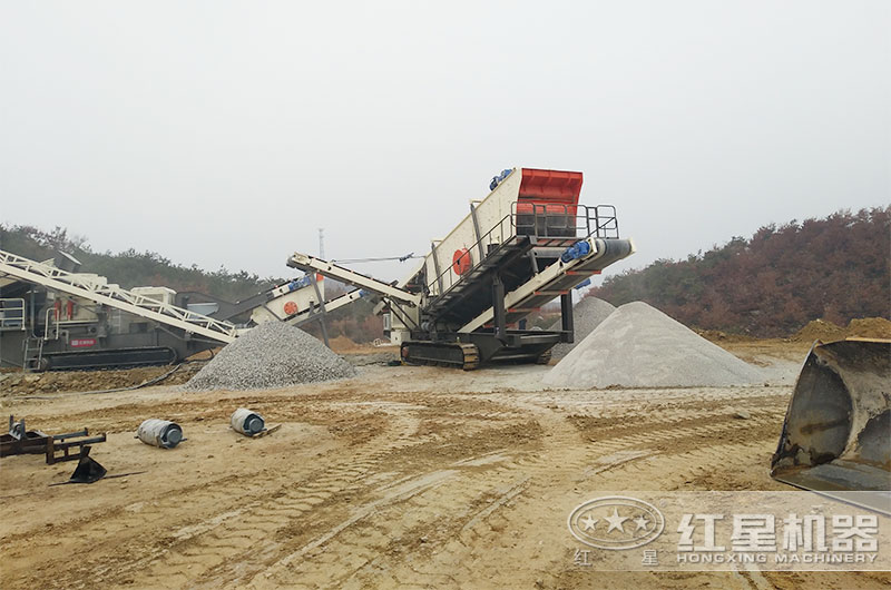 合理搭配的多級(jí)移動(dòng)碎石生產(chǎn)線現(xiàn)場